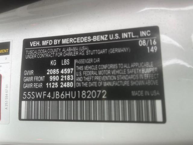 55SWF4JB6HU182072 - 2017 MERCEDES-BENZ C 300 WHITE photo 10