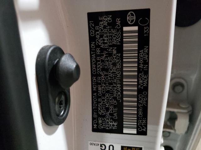 JTDKAMFP1M3185374 - 2021 TOYOTA PRIUS PRIM 白色 照片 10