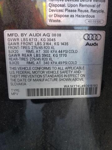 WA1AY74L89D015193 - 2009 AUDI Q7 3.6 QUA BLACK photo 10