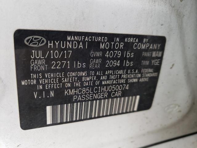 KMHC85LC1HU050074 - 2017 HYUNDAI IONIQ LIMI WHITE photo 10