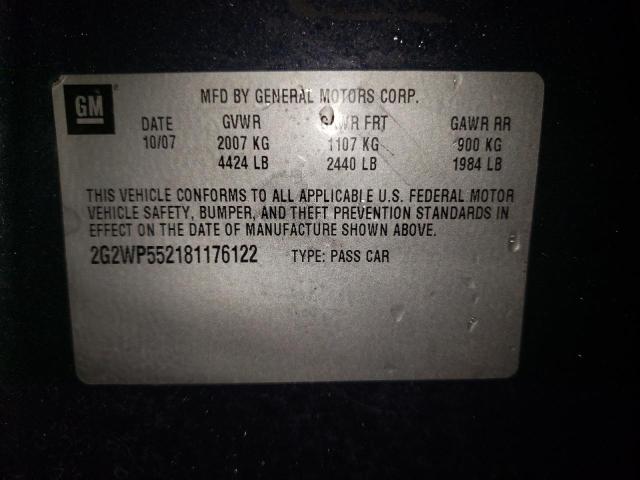 2G2WP552181176122 - 2008 PONTIAC GRAND PRIX  photo 10