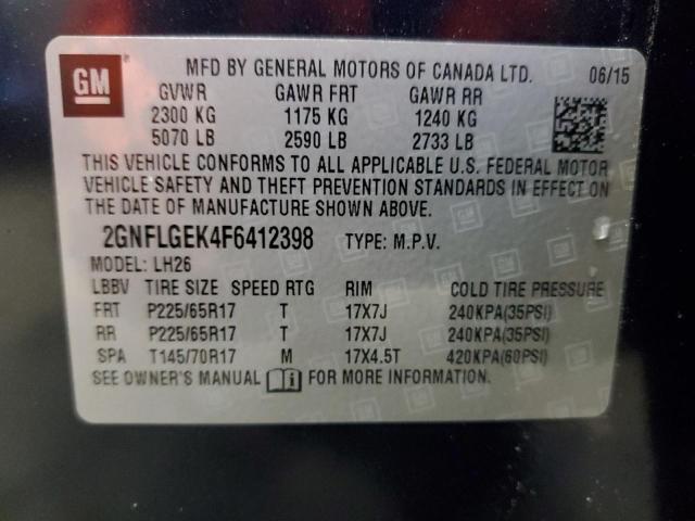 2GNFLGEK4F6412398 - 2015 CHEVROLET EQUINOX BLUE photo 13