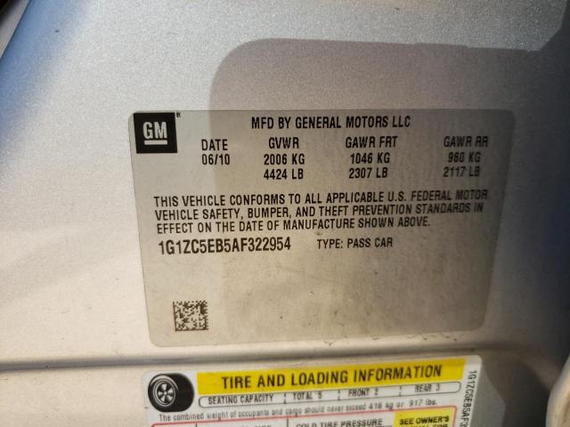 1G1ZC5EB5AF322954 - 2010 CHEVROLET MALIBU 1LT SILVER photo 10