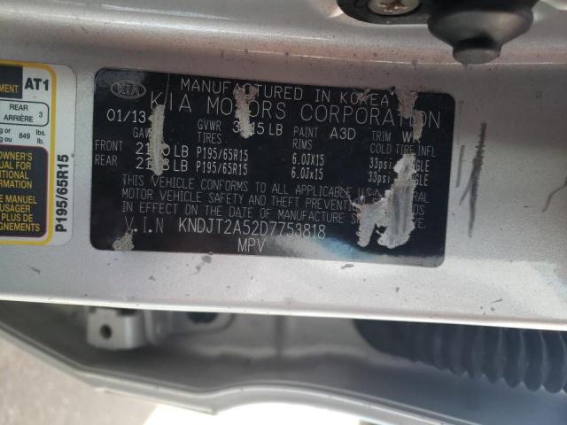 KNDJT2A52D7753818 - 2013 KIA SOUL GRAY photo 10