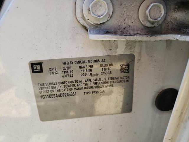 1G11C5SA4DF243031 - 2013 CHEVROLET MALIBU 1LT 白色 照片 10