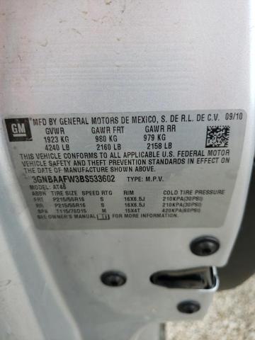 3GNBAAFW3BS533602 - 2011 CHEVROLET HHR LS SILVER photo 10