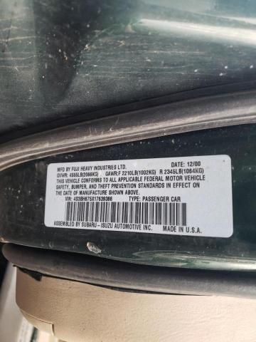 4S3BH675X17639386 - 2001 SUBARU LEGACY OUT 绿色 照片 10