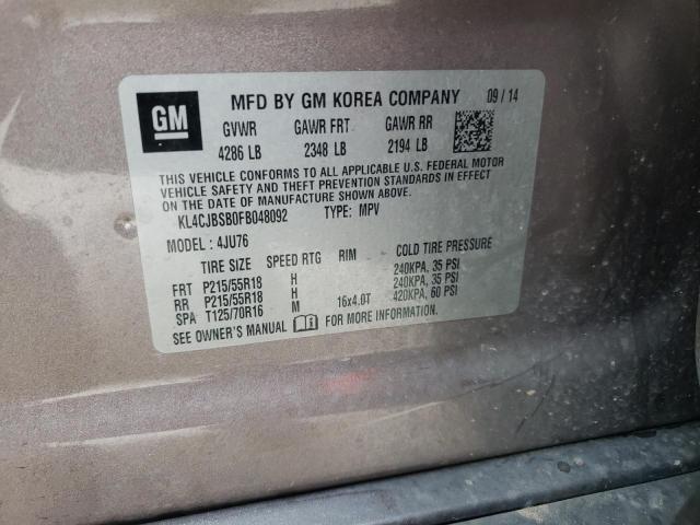 KL4CJBSB0FB048092 - 2015 BUICK ENCORE CON 棕色 照片 10