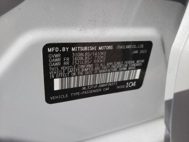 ML32FUFJ6MHF04371 - 2021 MITSUBISHI MIRAGE G4 WHITE photo 10