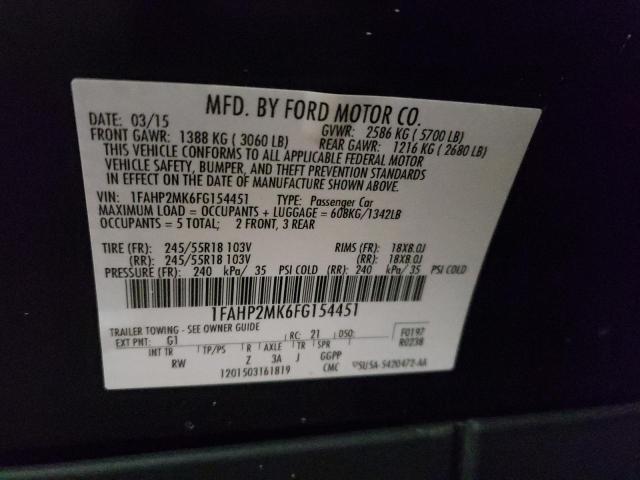 1FAHP2MK6FG154451 - 2015 FORD TAURUS POL BLACK photo 10