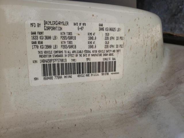 1A8HW58P37F578819 - 2007 CHRYSLER ASPEN LIMI WHITE photo 10
