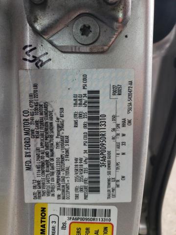 3FA6P0D95DR113310 - 2013 FORD FUSION TIT SILVER photo 10