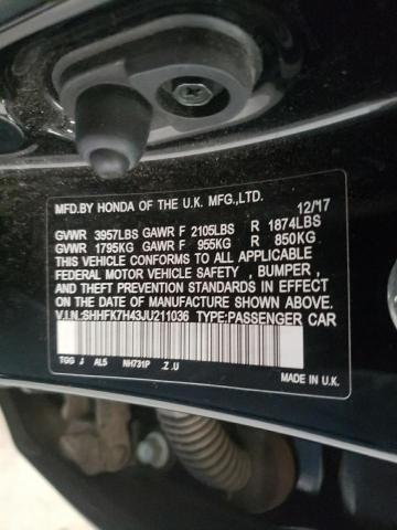 SHHFK7H43JU211036 - 2018 HONDA CIVIC SPOR 黑色 照片 10