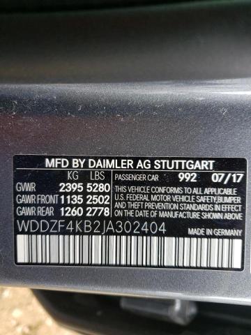 WDDZF4KB2JA302404 - 2018 MERCEDES-BENZ E 300 4MAT GRAY photo 10