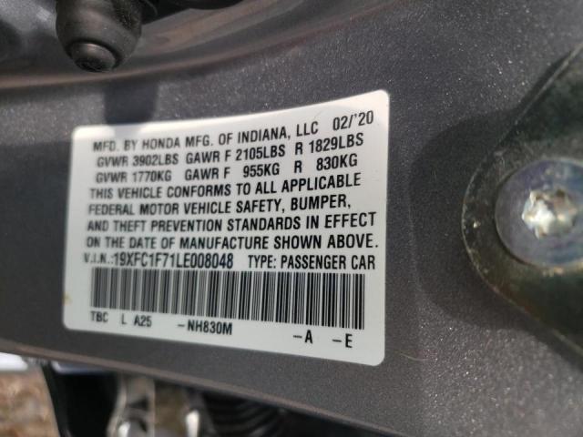 19XFC1F71LE008048 - 2020 HONDA CIVIC EXL  照片 10