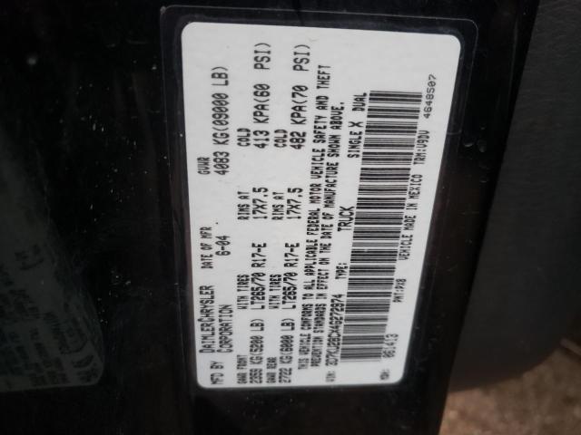 3D7KU28CX4G272974 - 2004 DODGE RAM 2500 S Սև լուսանկար 10