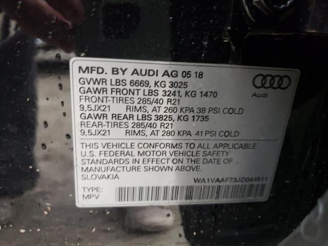 WA1VAAF73JD044611 - 2018 AUDI Q7 PRESTIGE  photo 10