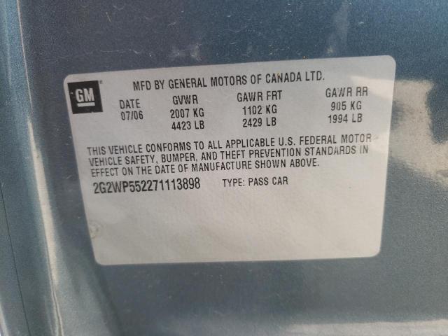 2G2WP552271113898 - 2007 PONTIAC GRAND PRIX Մոխրագույն լուսանկար 10