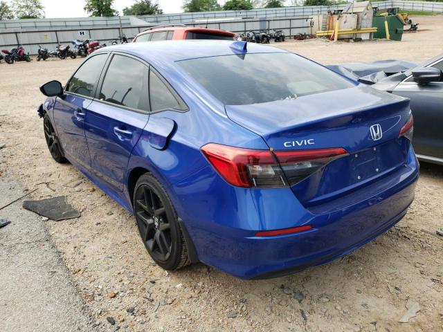 2HGFE2F54NH550493 - 2022 HONDA CIVIC SPOR BLUE photo 3