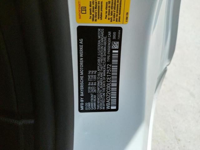 WBADZ2C00LCE17572 - 2020 BMW 840I Blanc photo 10