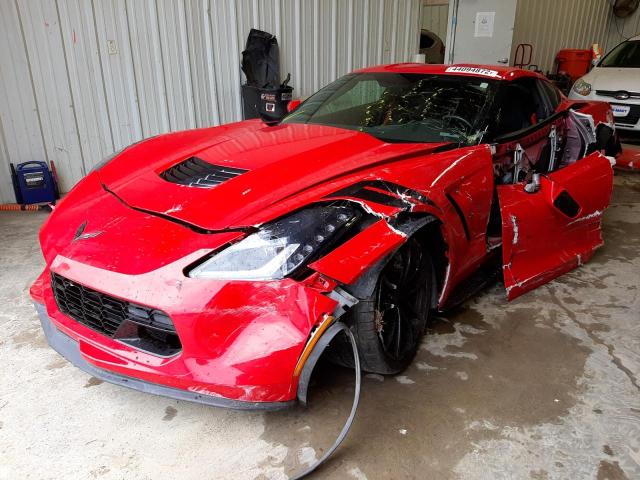 1G1YW2D71J5100206 - 2018 CHEVROLET CORVETTE G RED photo 2