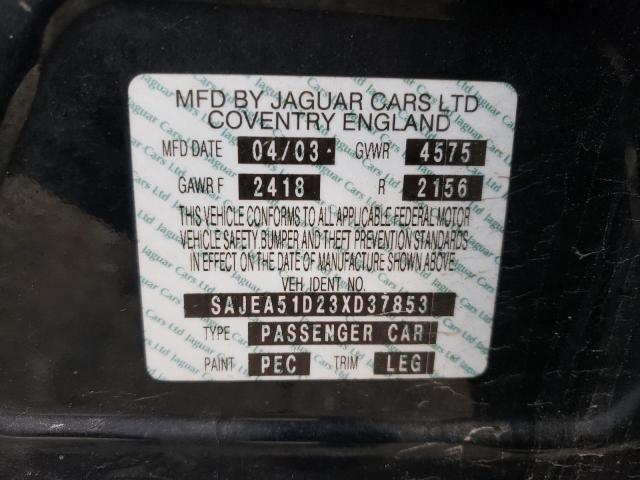 SAJEA51D23XD37853 - 2003 JAGUAR X-TYPE BLACK photo 10