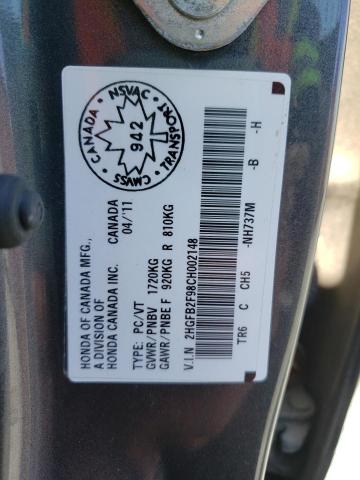 2HGFB2F98CH002148 - 2012 HONDA CIVIC EXL Boz foto 10