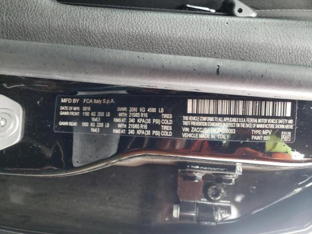 ZACCJBAT0GPD78063 - 2016 JEEP RENEGADE S BLACK photo 10