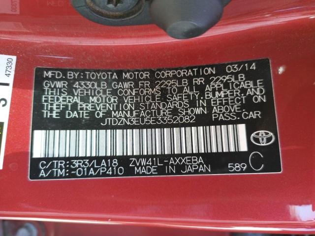 JTDZN3EU5E3352082 - 2014 TOYOTA PRIUS V RED photo 10