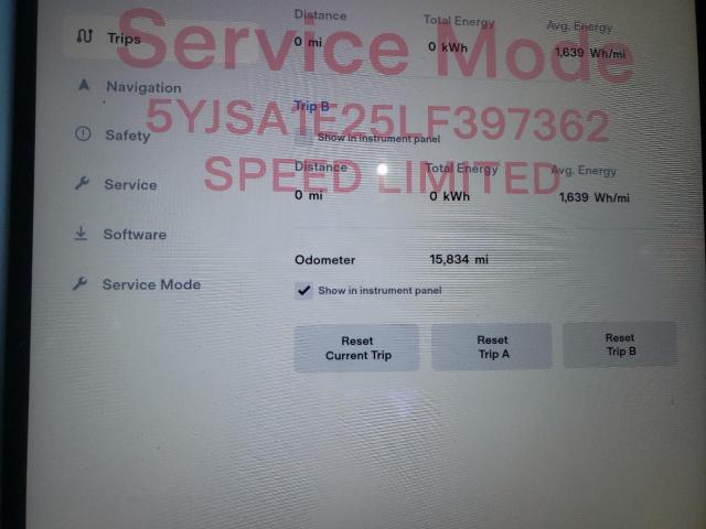 5YJSA1E25LF397362 - 2020 TESLA MODEL S Սպիտակ լուսանկար 8