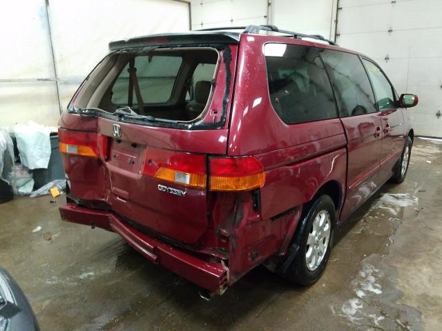 5FNRL18064B091484 - 2004 HONDA ODYSSEY EX MAROON photo 4