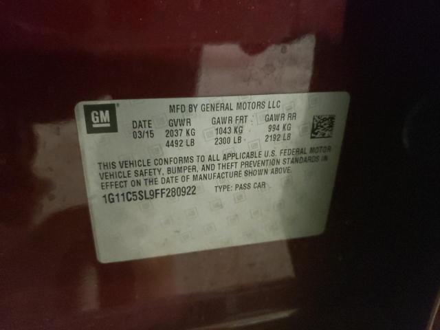 1G11C5SL9FF280922 - 2015 CHEVROLET MALIBU 1LT 勃艮第红 照片 10
