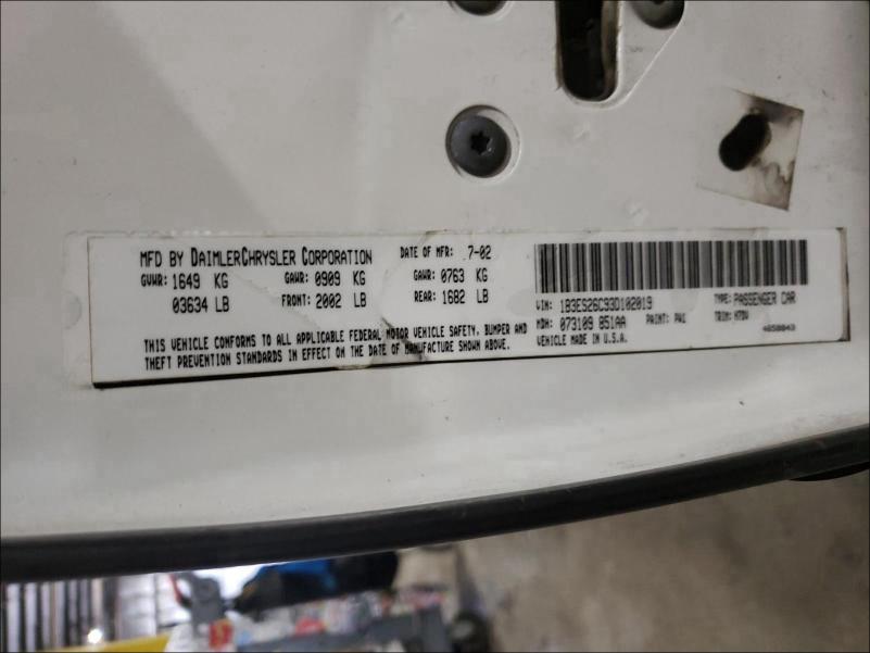 1B3ES26C93D102019 - 2003 DODGE NEON SE WHITE photo 10