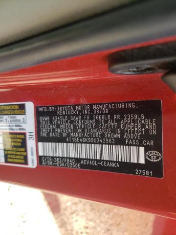 4T1BE46K99U342963 - 2009 TOYOTA CAMRY BASE  photo 10