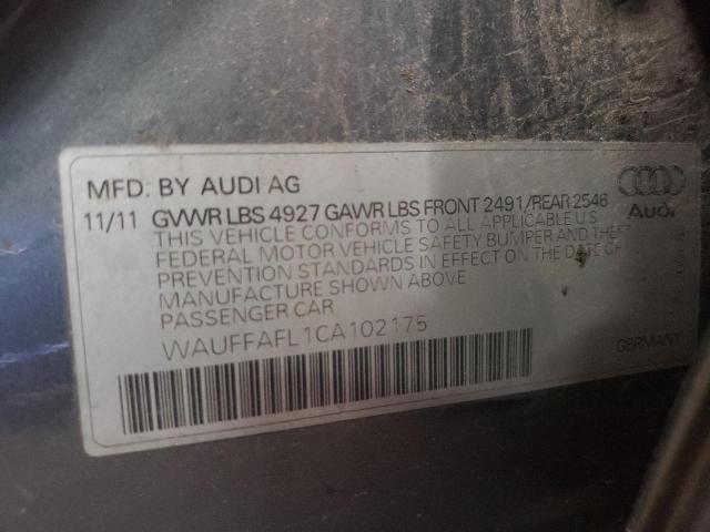 WAUFFAFL1CA102175 - 2012 AUDI A4 GRAY photo 10