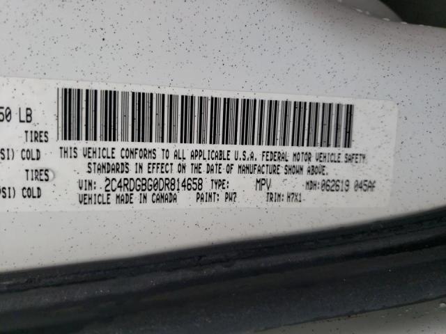 2C4RDGBG0DR814658 - 2013 DODGE GRAND CARA WHITE photo 10