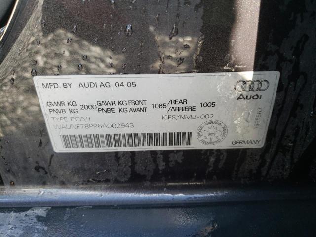 WAUNF78P96A002943 - 2006 AUDI A3 2.0 PREMIUM  photo 10