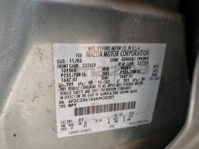 4F2CZ06184KM30307 - 2004 MAZDA TRIBUTE ES 绿色 照片 10