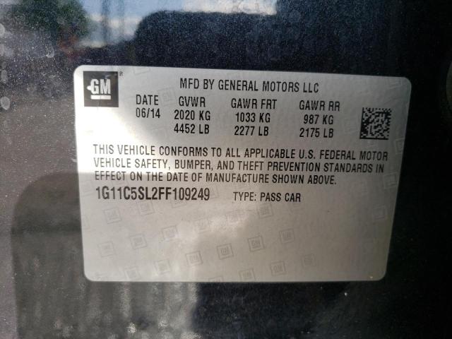 1G11C5SL2FF109249 - 2015 CHEVROLET MALIBU 1LT 黑色 照片 10