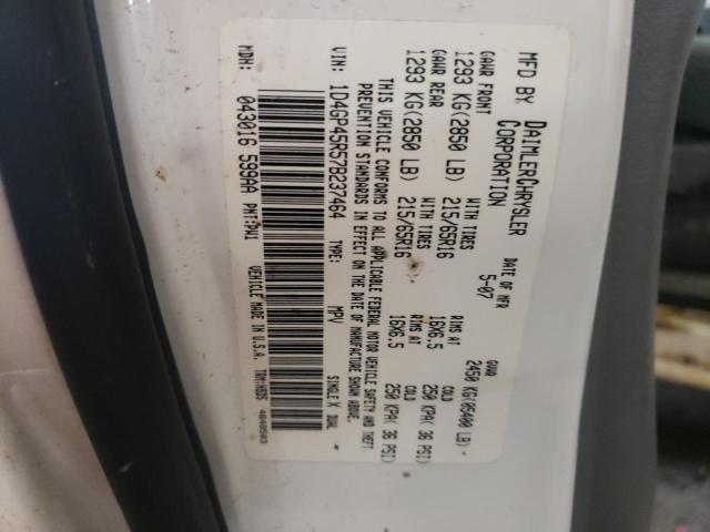 1D4GP45R57B237464 - 2007 DODGE CARAVAN SX WHITE photo 10