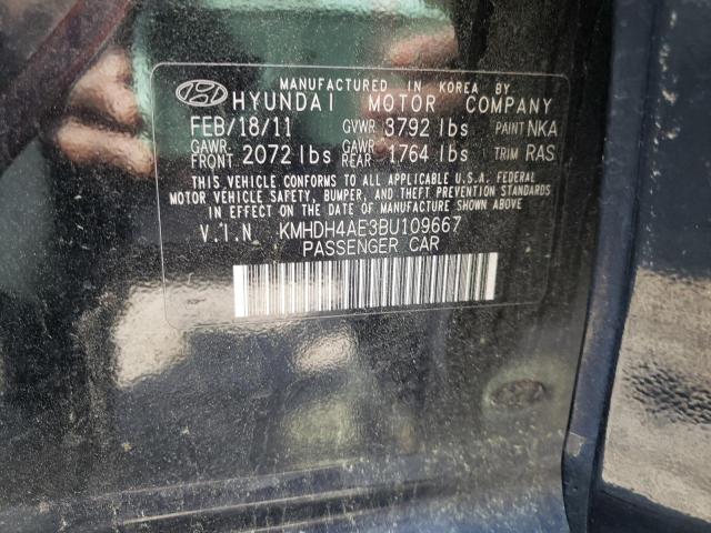 KMHDH4AE3BU109667 - 2011 HYUNDAI ELANTRA BLACK photo 10