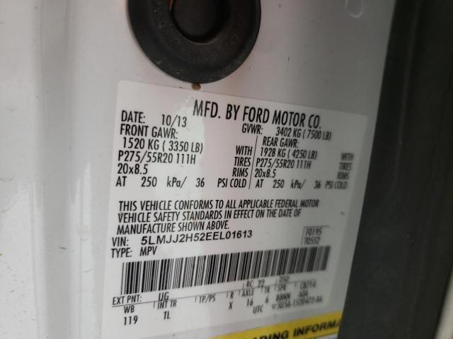 5LMJJ2H52EEL01613 - 2014 LINCOLN NAVIGATOR 白色 照片 10