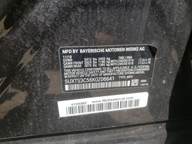 5UXTS3C56K0Z06641 - 2019 BMW X3 XDRIVEM BLACK photo 10