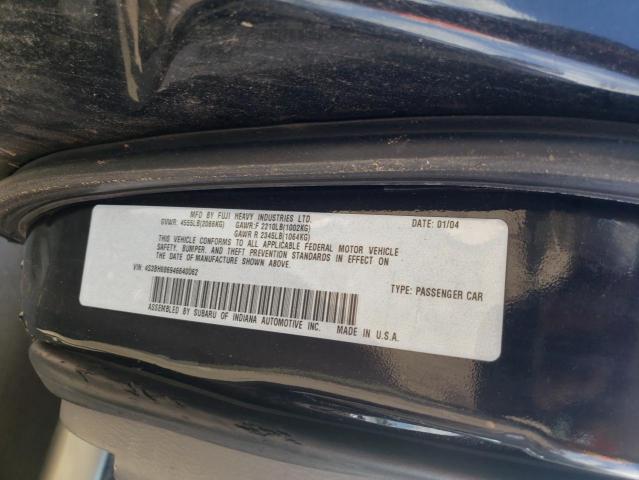 4S3BH686946640062 - 2004 SUBARU OUTBACK BLACK photo 10