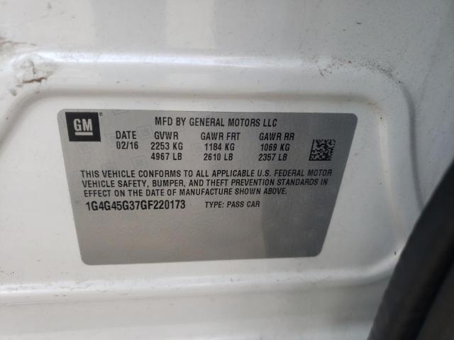 1G4G45G37GF220173 - 2016 BUICK LACROSSE S WHITE photo 10