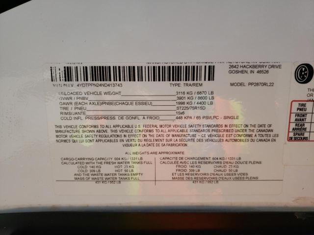 4YDTPPN24ND413743 - 2022 KEYSTONE PASSPORT WHITE photo 10