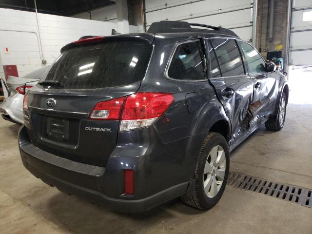 4S4BRCKC2B3427894 - 2011 SUBARU OUTBACK GRAY photo 4