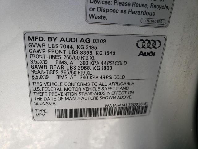 WA1AM74L79D036161 - 2009 AUDI Q7 TDI SILVER photo 10