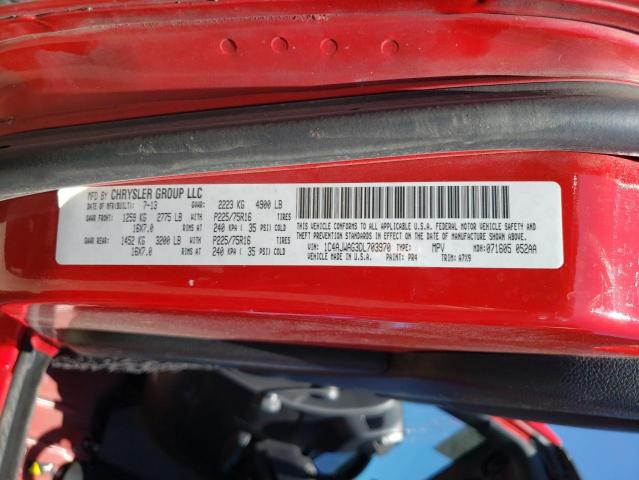 1C4AJWAG3DL703970 - 2013 JEEP WRANGLER S RED photo 10