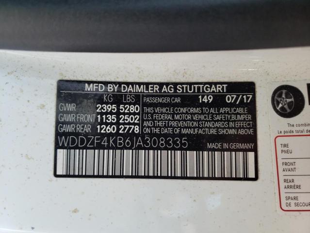 WDDZF4KB6JA308335 - 2018 MERCEDES-BENZ E 300 4MAT WHITE photo 10